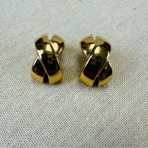 Christian Dior goldtone X clip earrings Vintage 90s